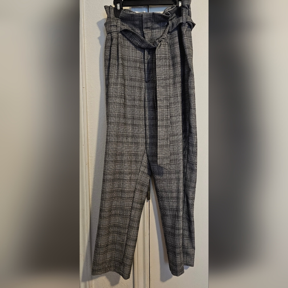 Gray Checkered Women Pants
